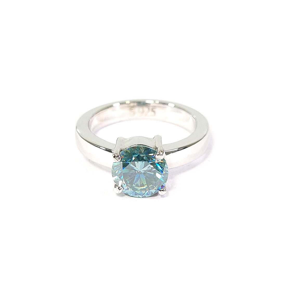 Blue-Green Moissanite Engagement Ring