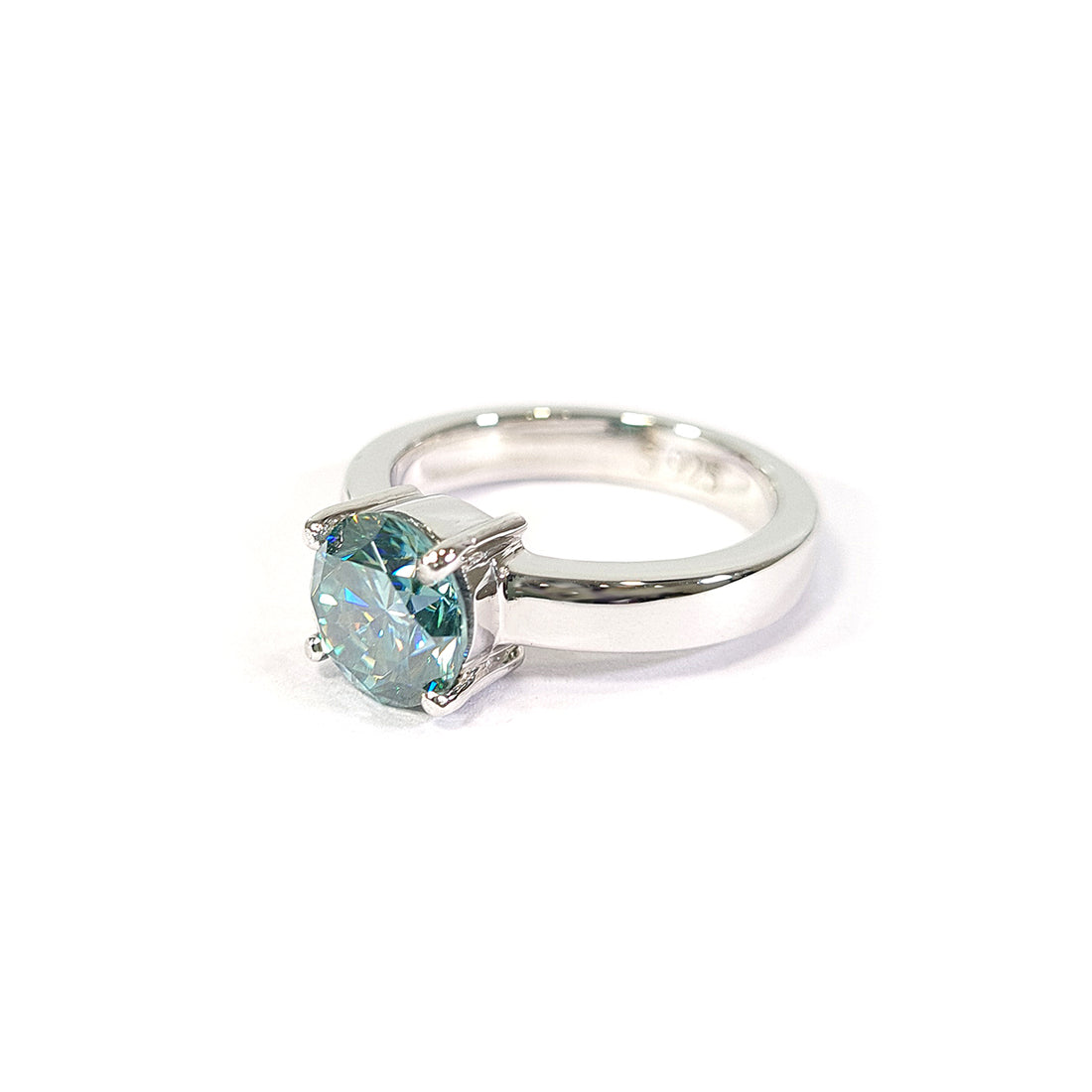 Blue-Green Moissanite Engagement Ring