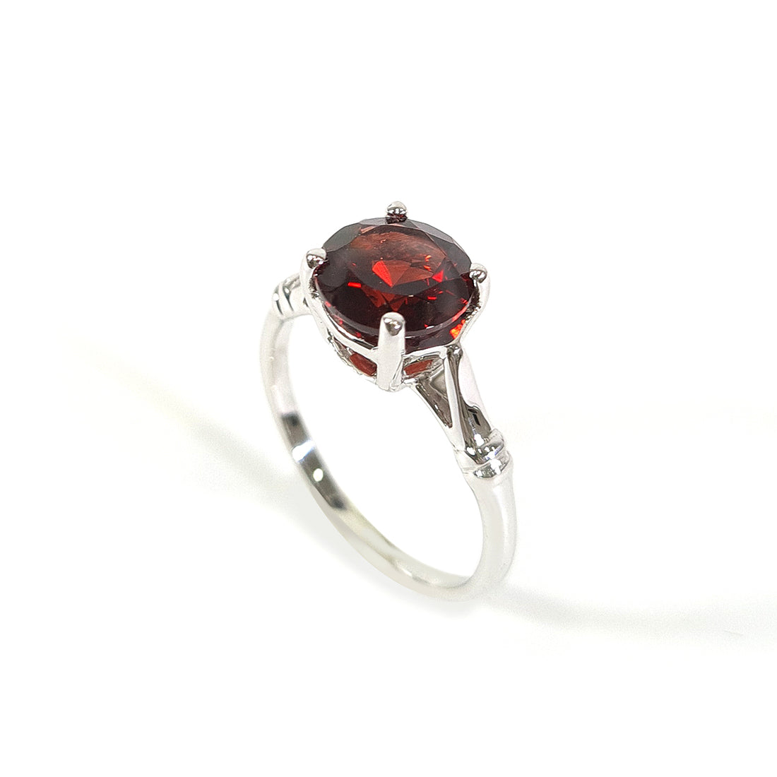 Natural Red Garnet Engagement Ring