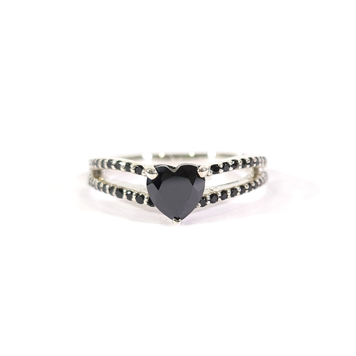 Heart Shape Onyx Wedding Ring Split Shank Engagement Ring Women – Dfine ...