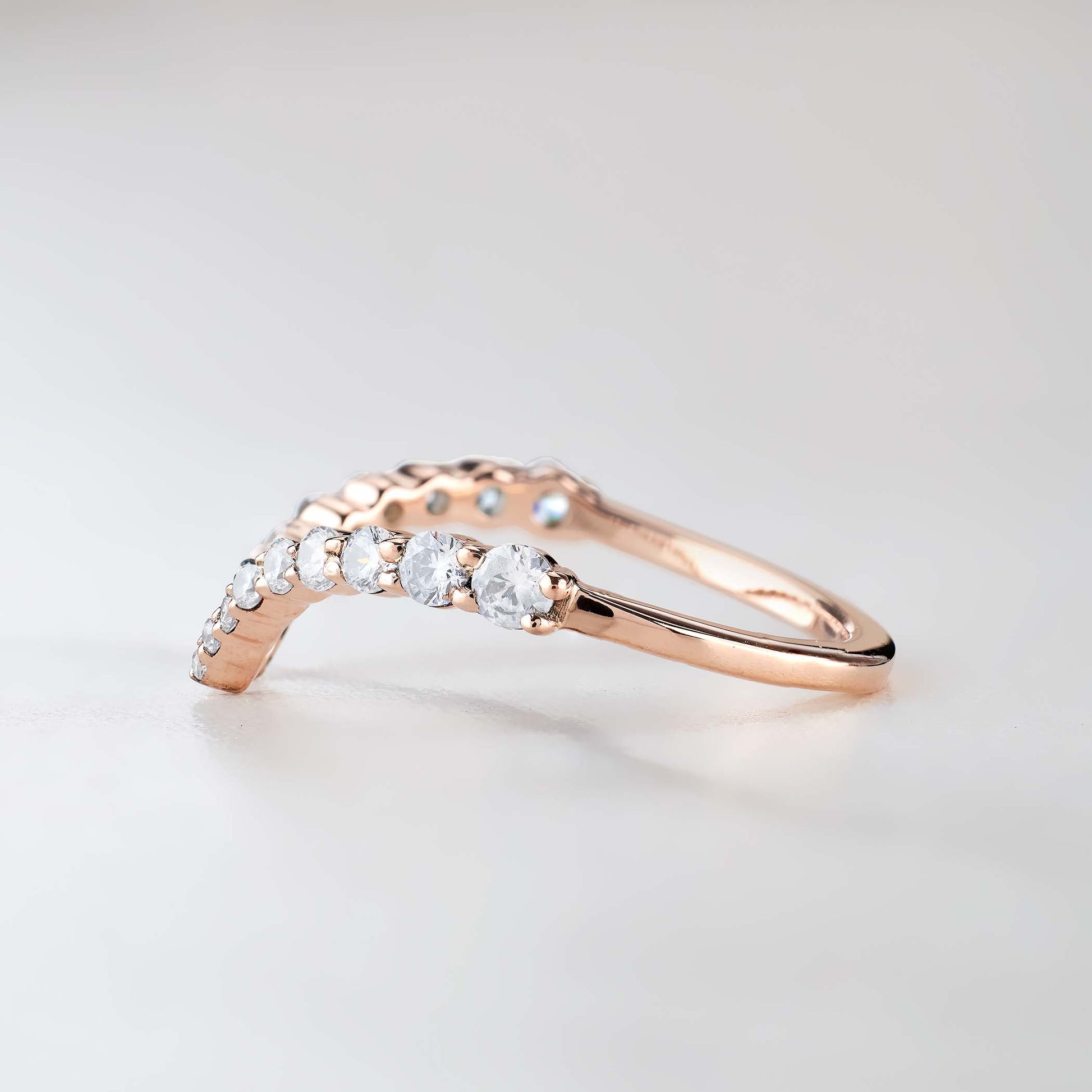 Open Ring Enhancer Stacking Ring Guard Round CZ Wedding Band Rose Gold Silver