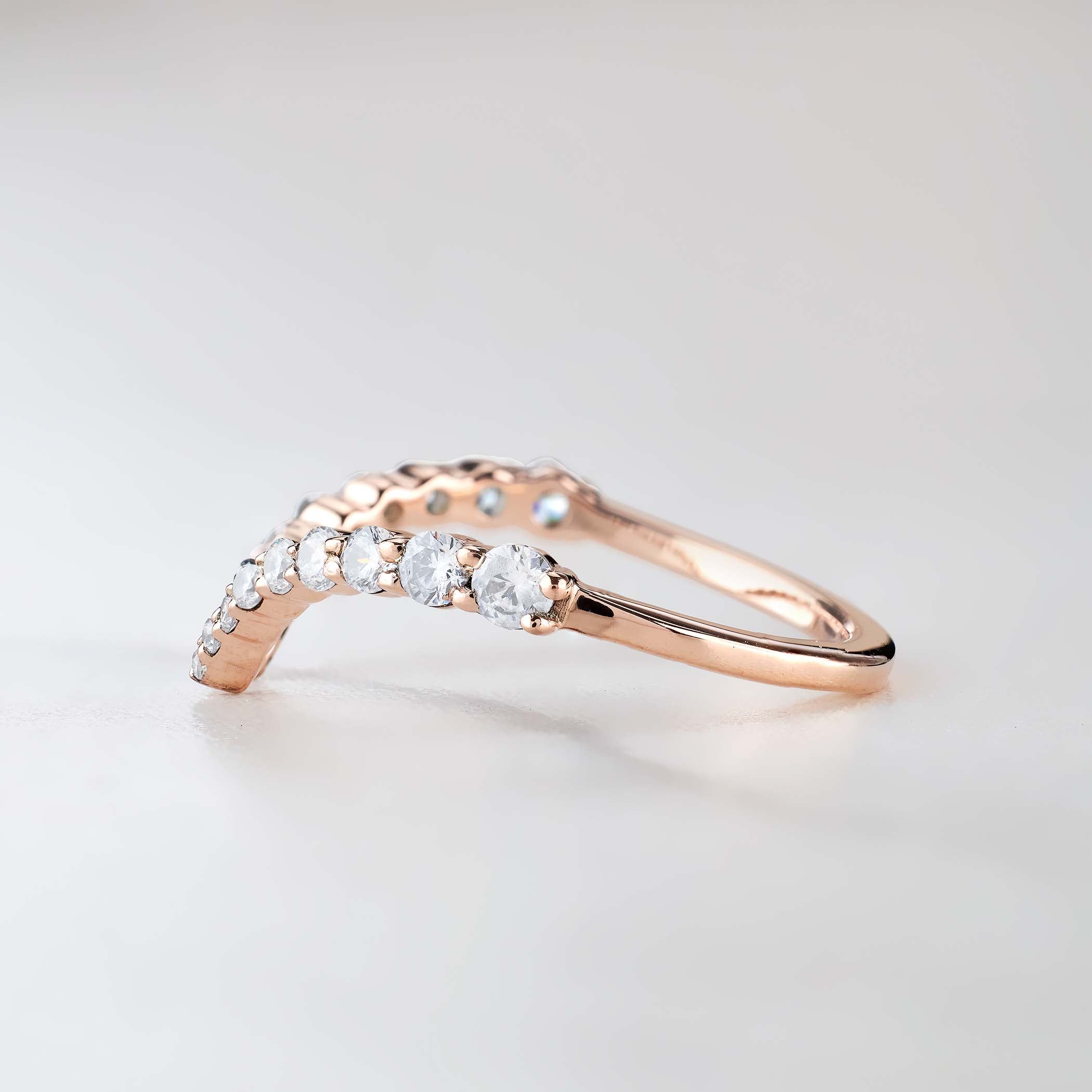 Open Ring Enhancer Stacking Ring Guard Round CZ Wedding Band Rose Gold Silver