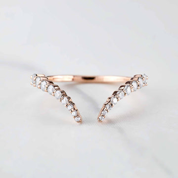 Open Chevron Wedding Band Moissanite Ring Enhancer Minimal