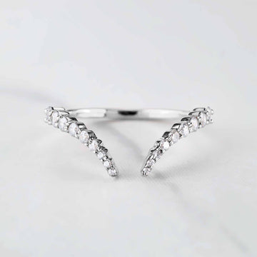 Open Ring Enhancer Stacking Ring Guard Round CZ Wedding Band Rose Gold Silver