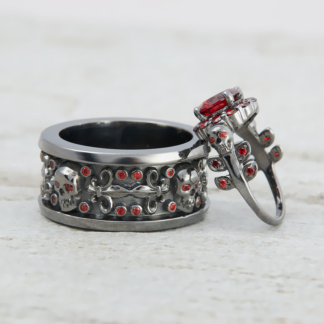 Matching Skull Engagement Rings