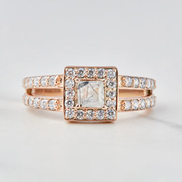 Moissanite and Rutilated Quartz Ring