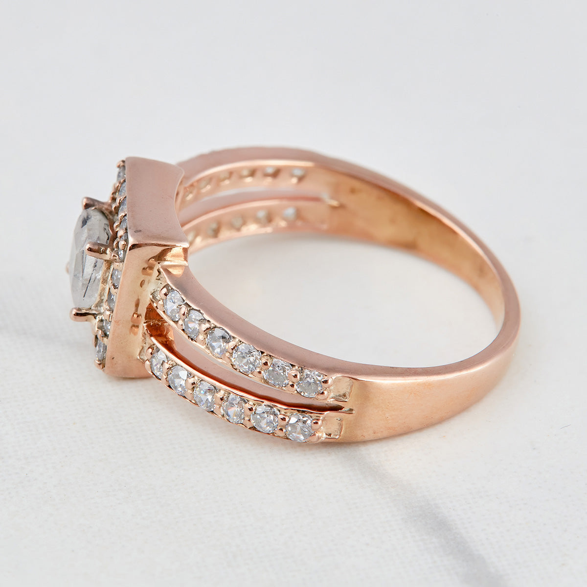 Moissanite and Rutilated Quartz Ring