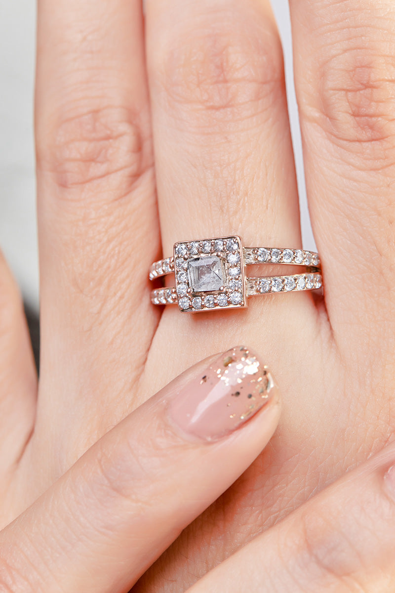 Moissanite and Rutilated Quartz Ring