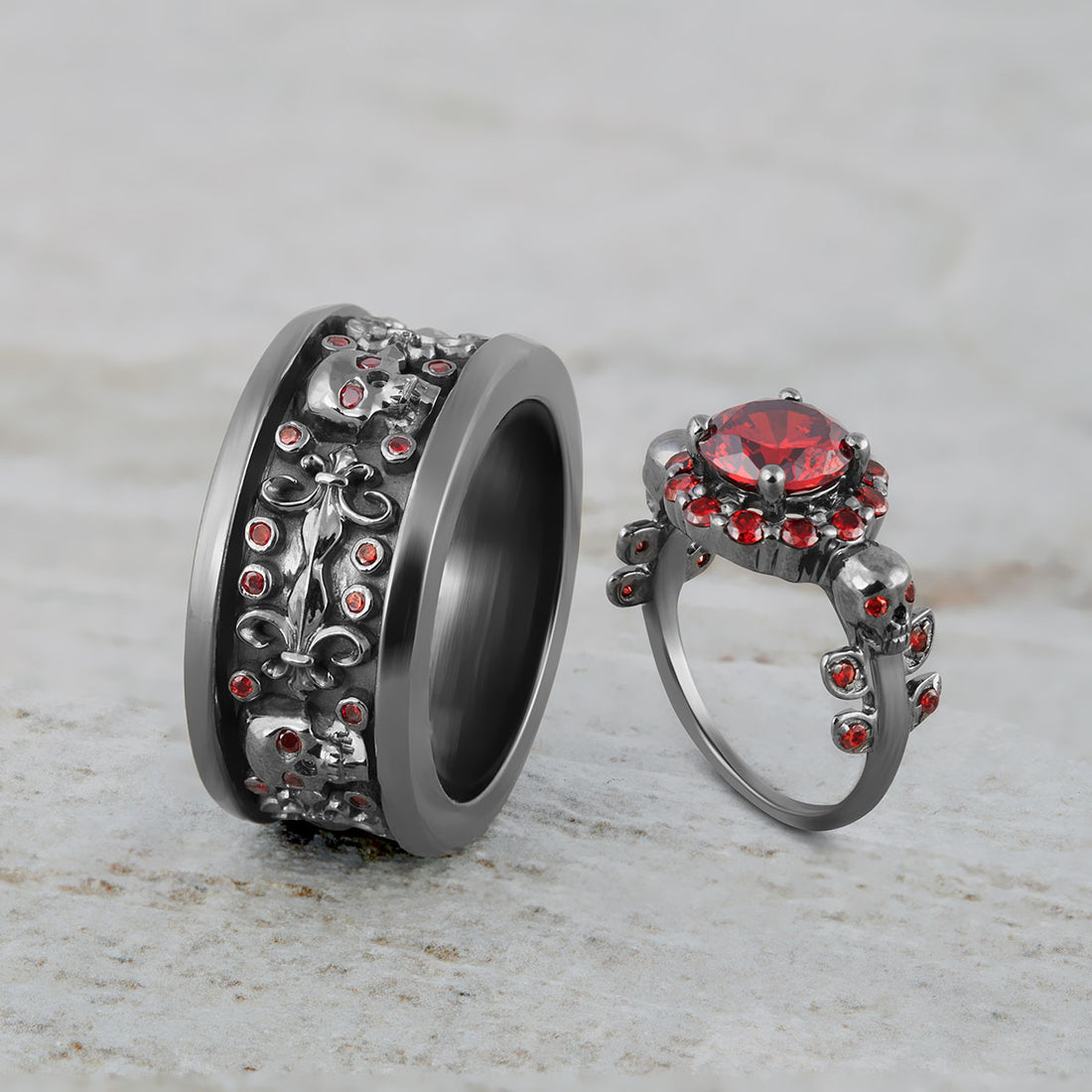 Matching Skull Engagement Rings