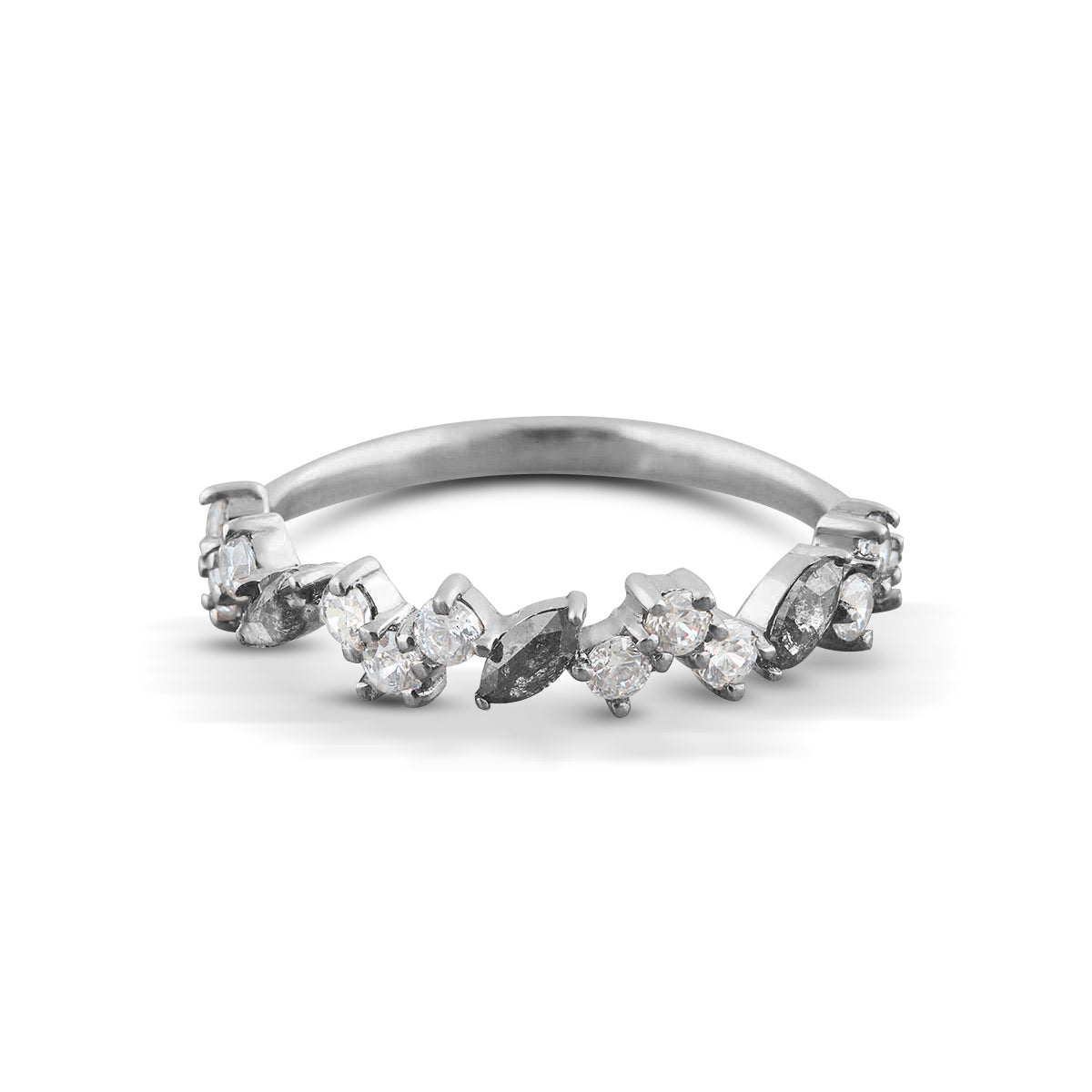 Salt and Pepper Diamond Band Galaxy Diamond Wedding Ring