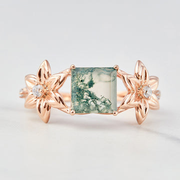 Flower Engagement Ring Womens