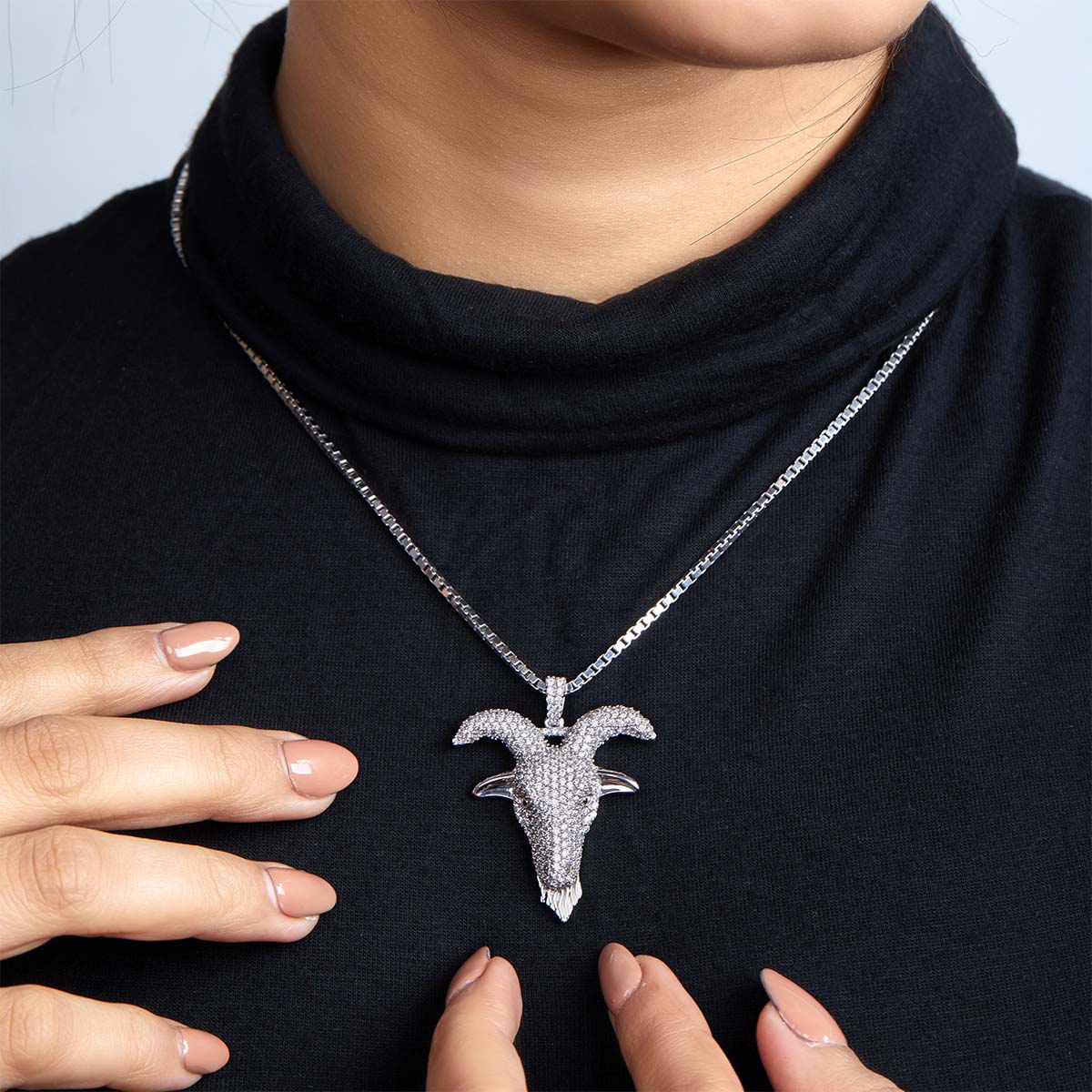 Iced Out Goat Pendant Necklace Capricorn Jewelry GOAT - Greatest Of All Time Hip Hop Jewelry