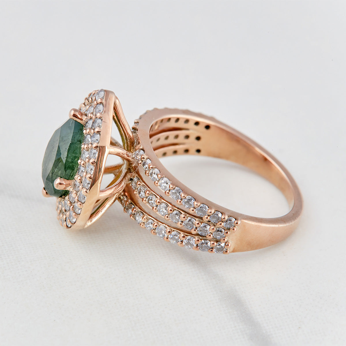Pear Moss Agate Engagement Ring