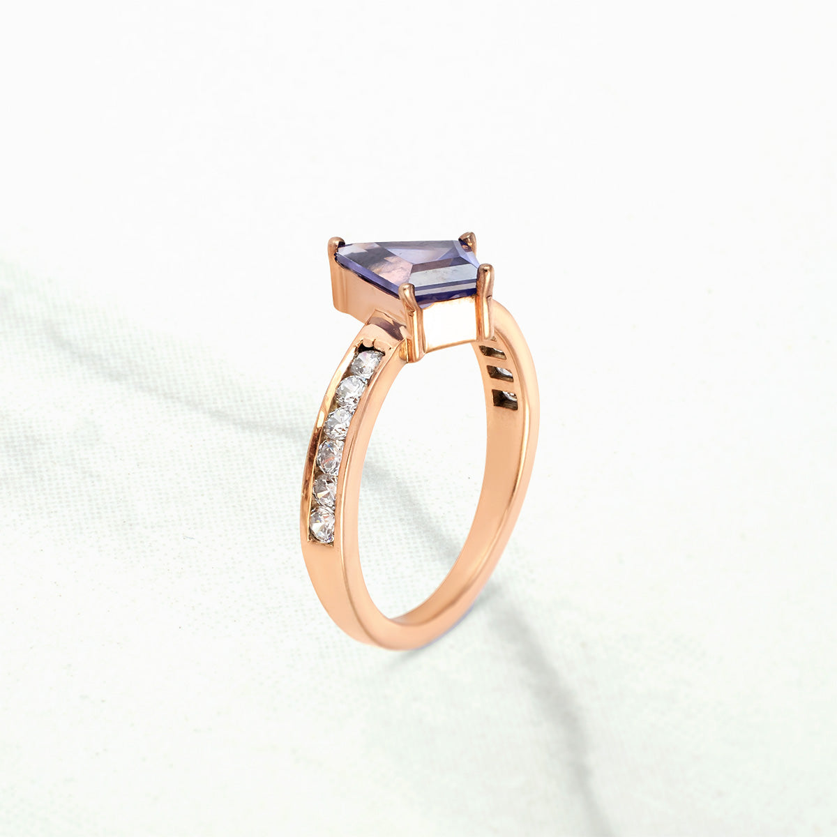 Kite Cut Blue Titanic Gemstone Ring Statement Engagement Rings Women's