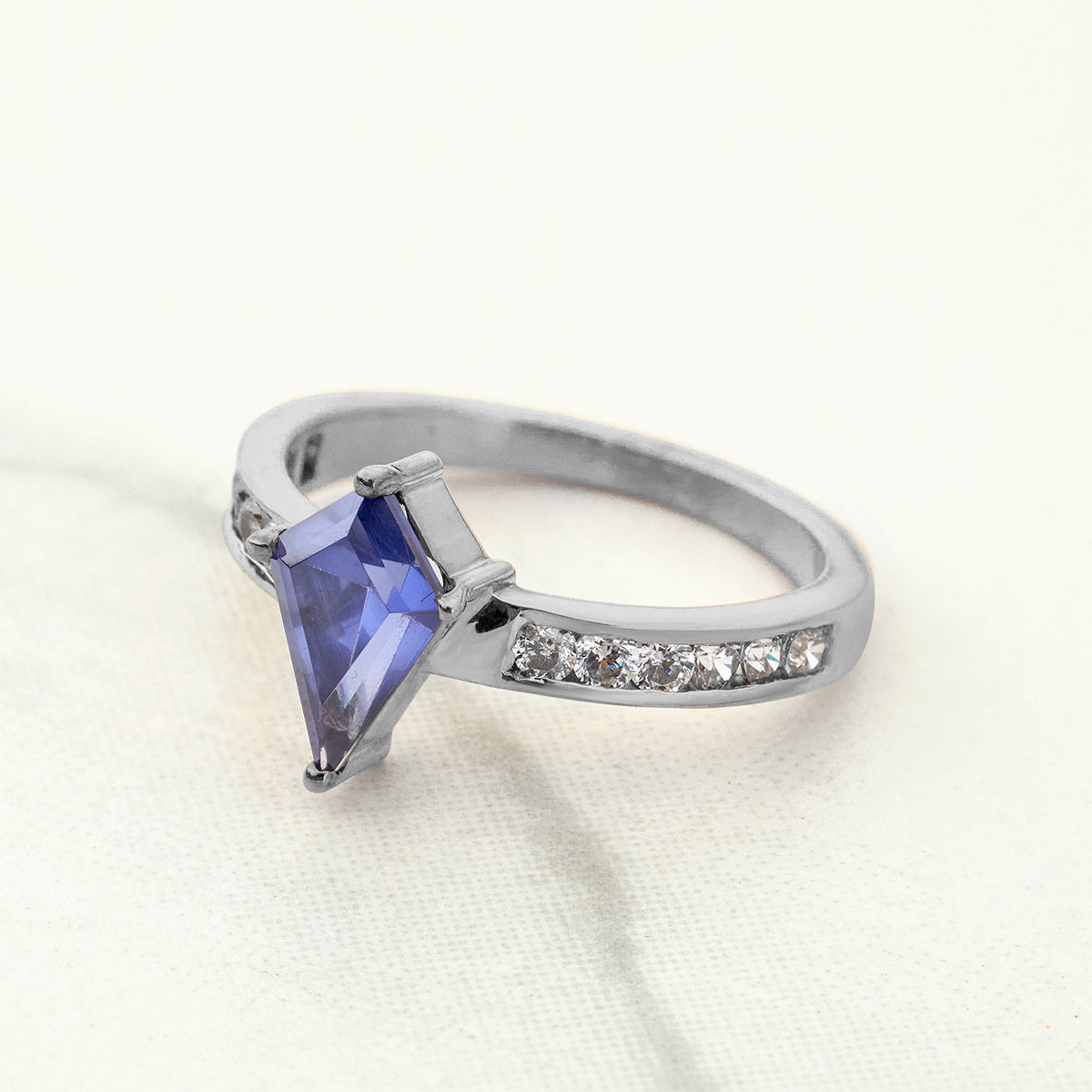 Kite Cut Blue Titanic Gemstone Ring Statement Engagement Rings Women's