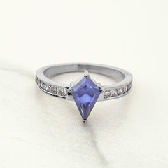 Kite Cut Blue Titanic Ring Statement Engagement Rings Women's