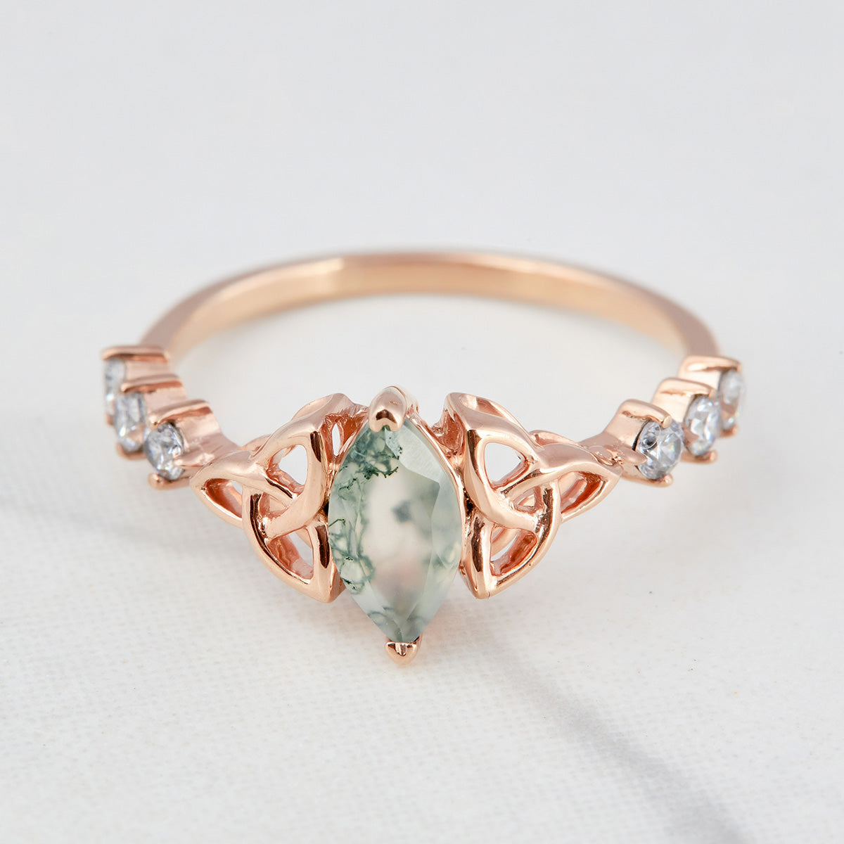 Moss Agate Bridal Ring Set