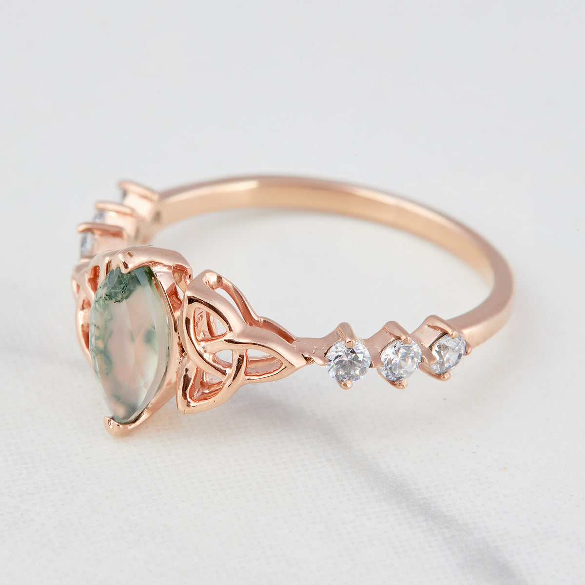 Moss Agate Bridal Ring Set