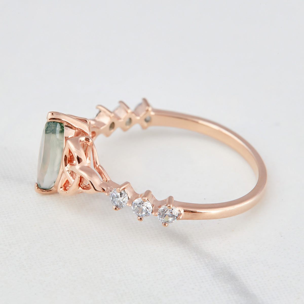Moss Agate Bridal Ring Set