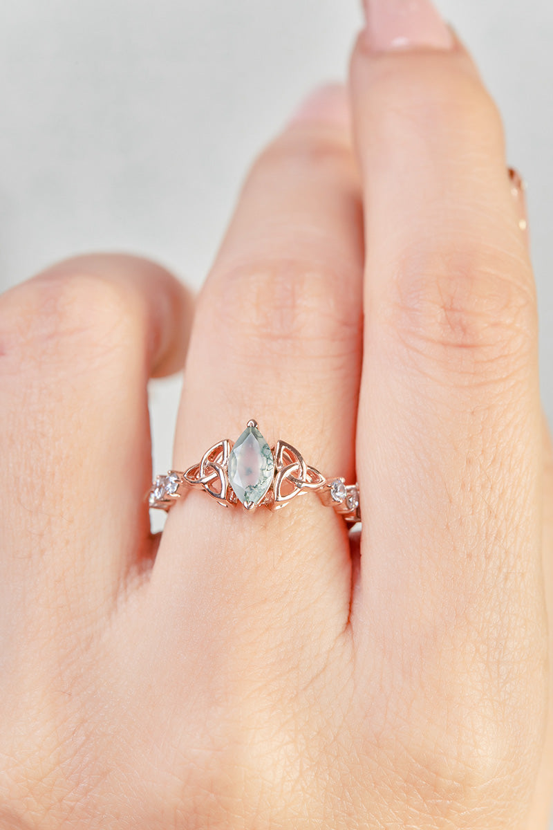 Moss Agate Bridal Ring Set