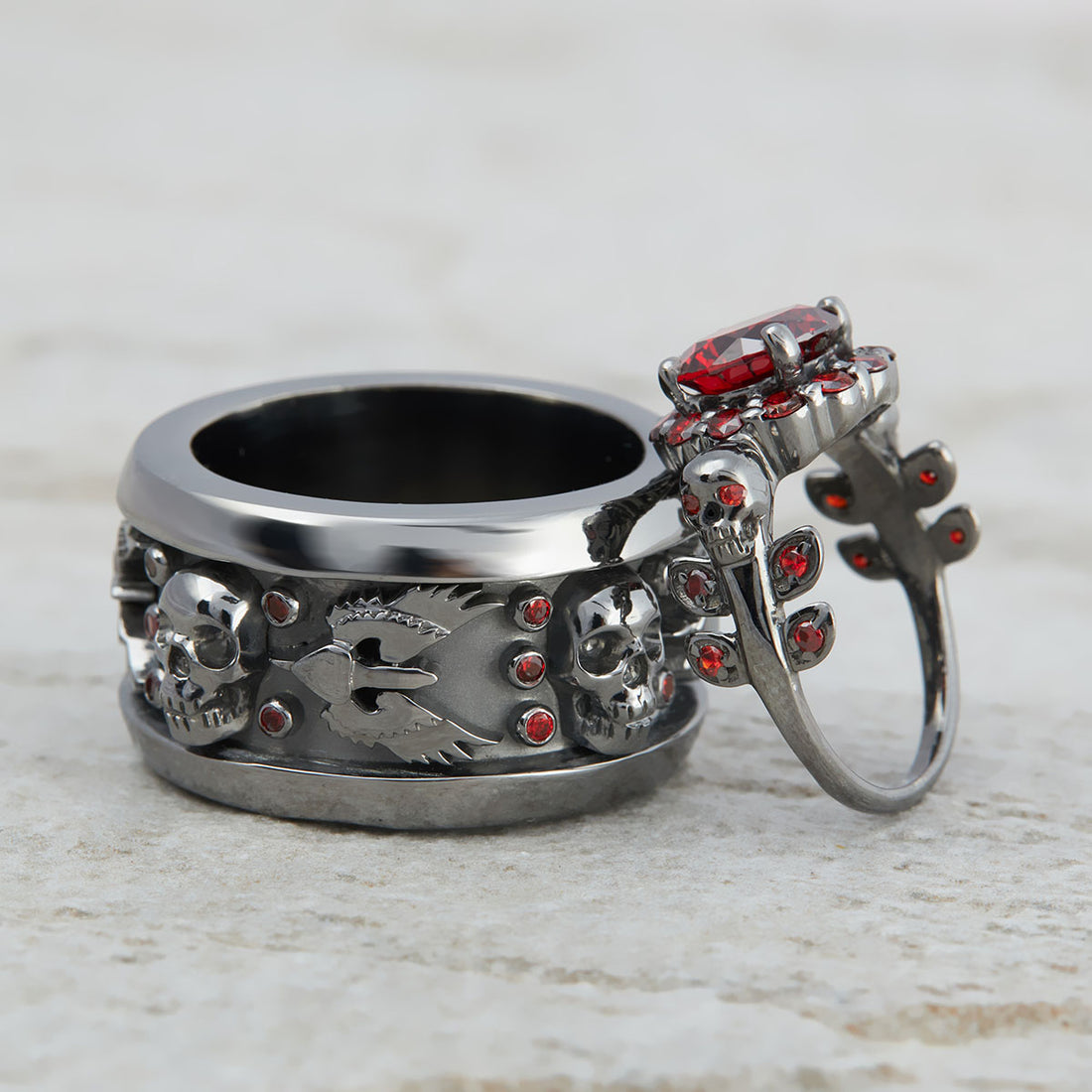 Matching Skull Engagement Rings