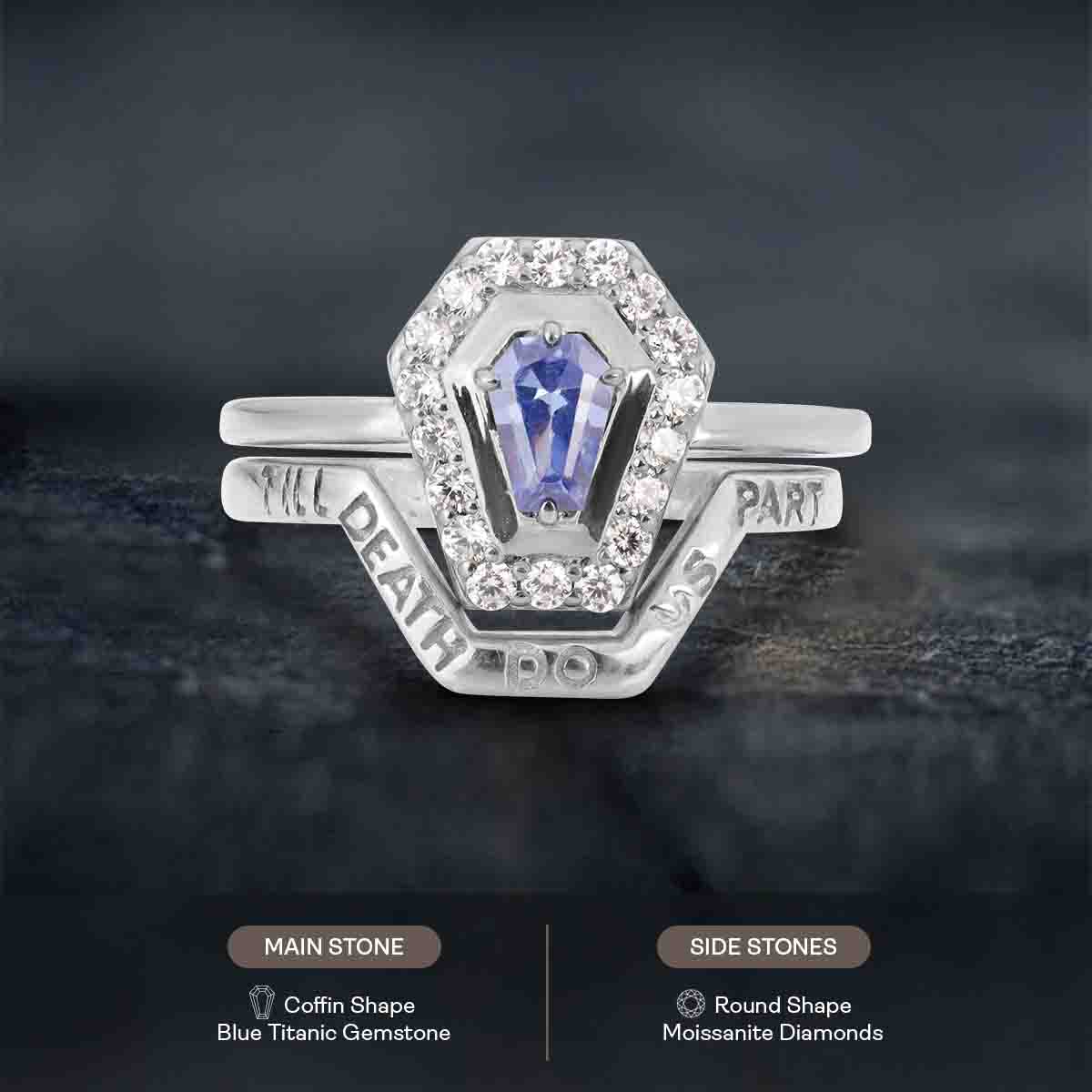 Till Death Do Us Part - Coffin Engagement Ring Set Rose Gold
