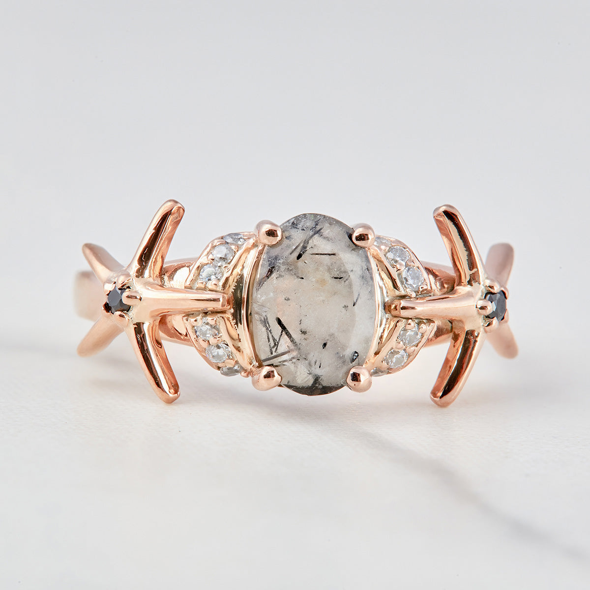 Oval Rutilated Quartz Engagement Ring