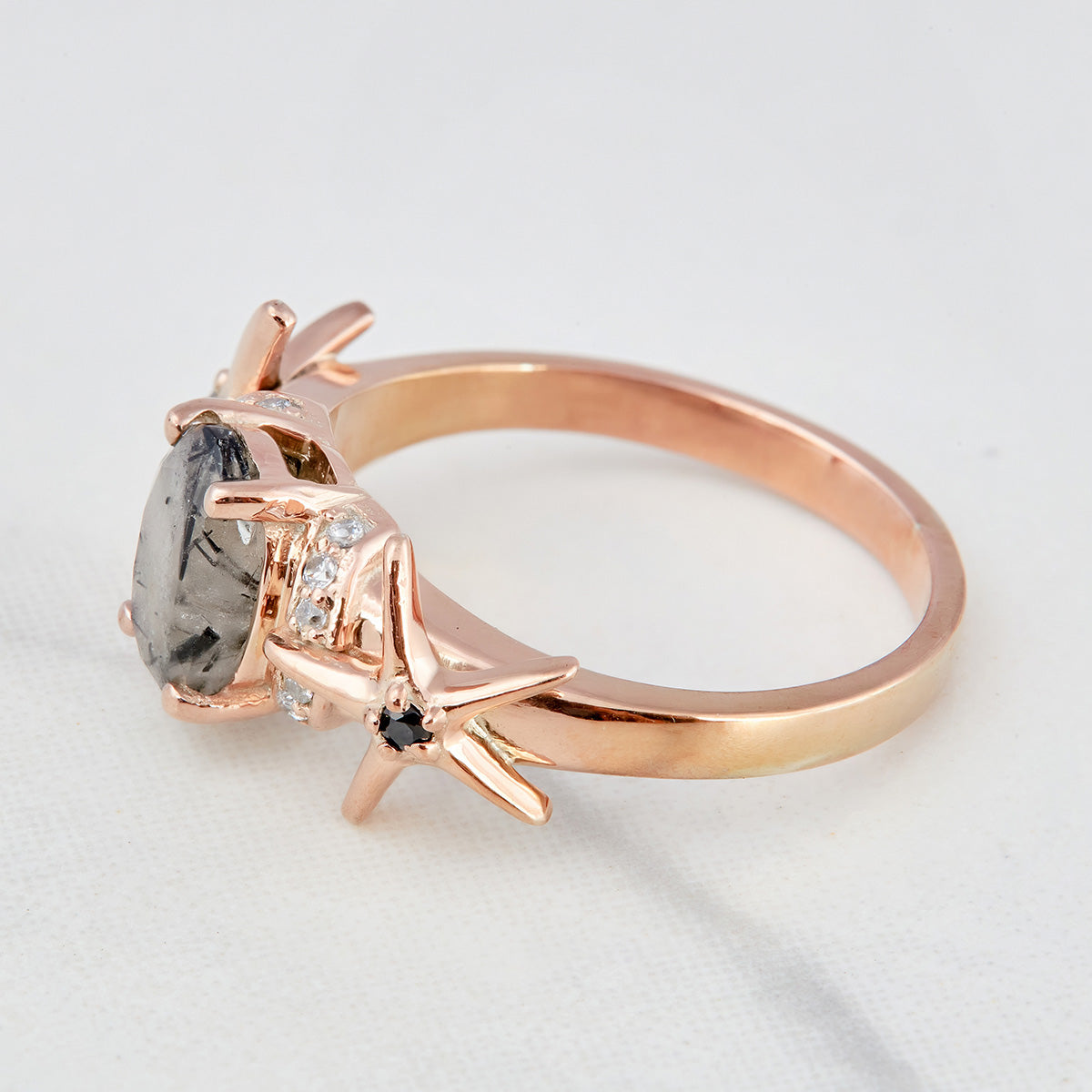Oval Rutilated Quartz Engagement Ring
