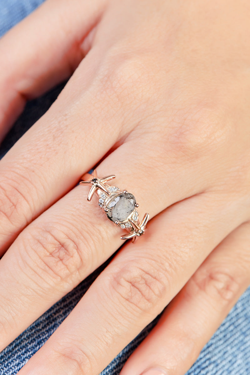 Oval Rutilated Quartz Engagement Ring
