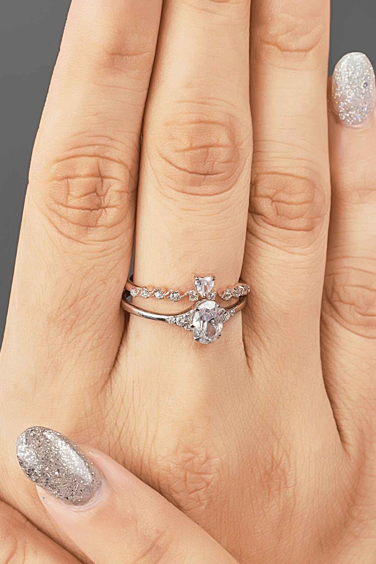 Heart Wedding Band Women AAA CZ Promise Ring Milgrain Art Deco Sterling Silver