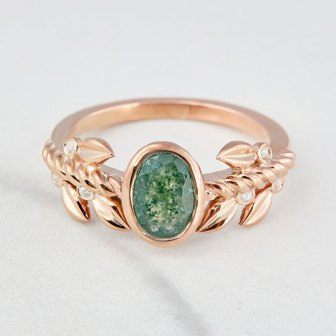 Moss Agate Nature Inspired Engagement Ring