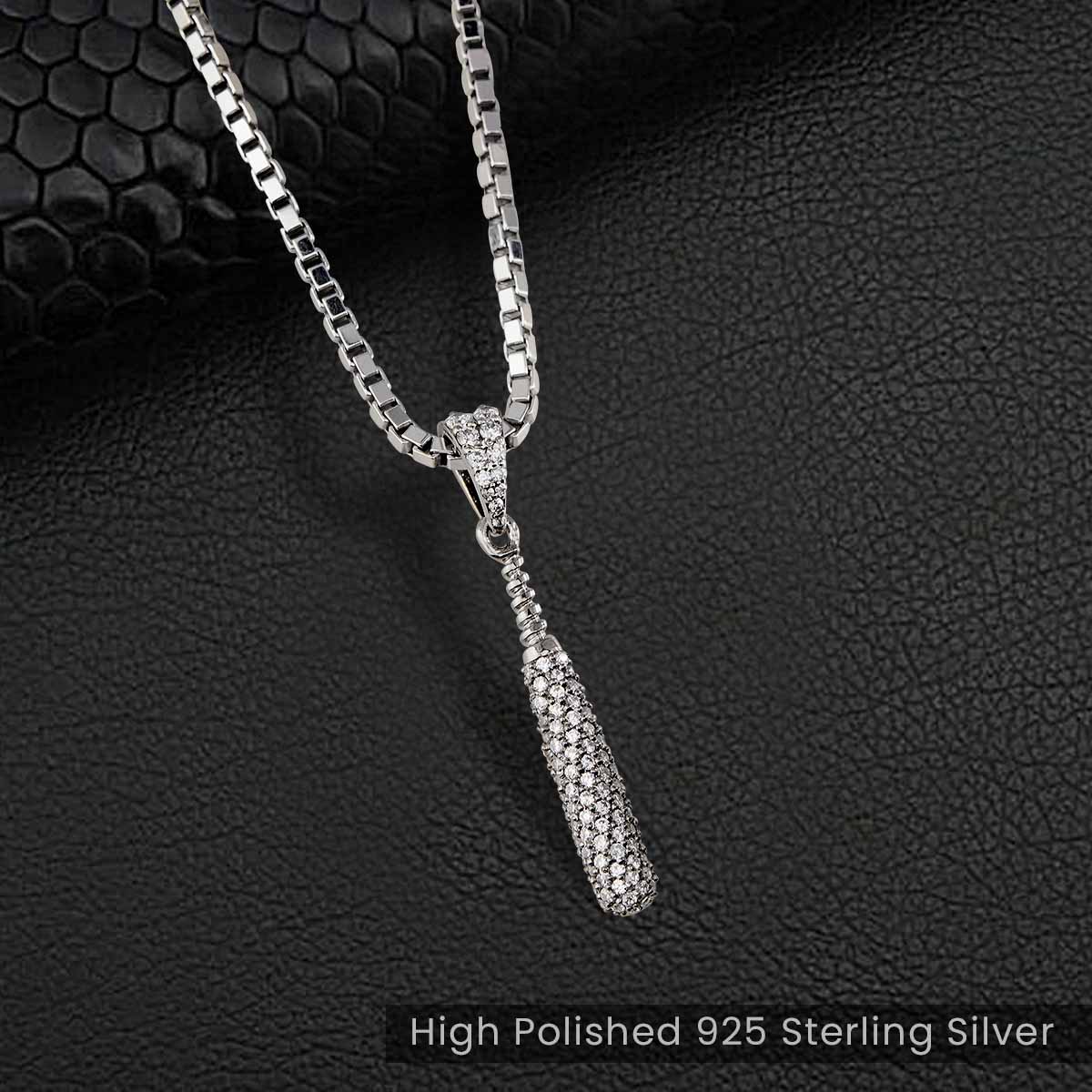 Iced Out Baseball Bat Pendant Necklace Hip Hop Sports Jewelry