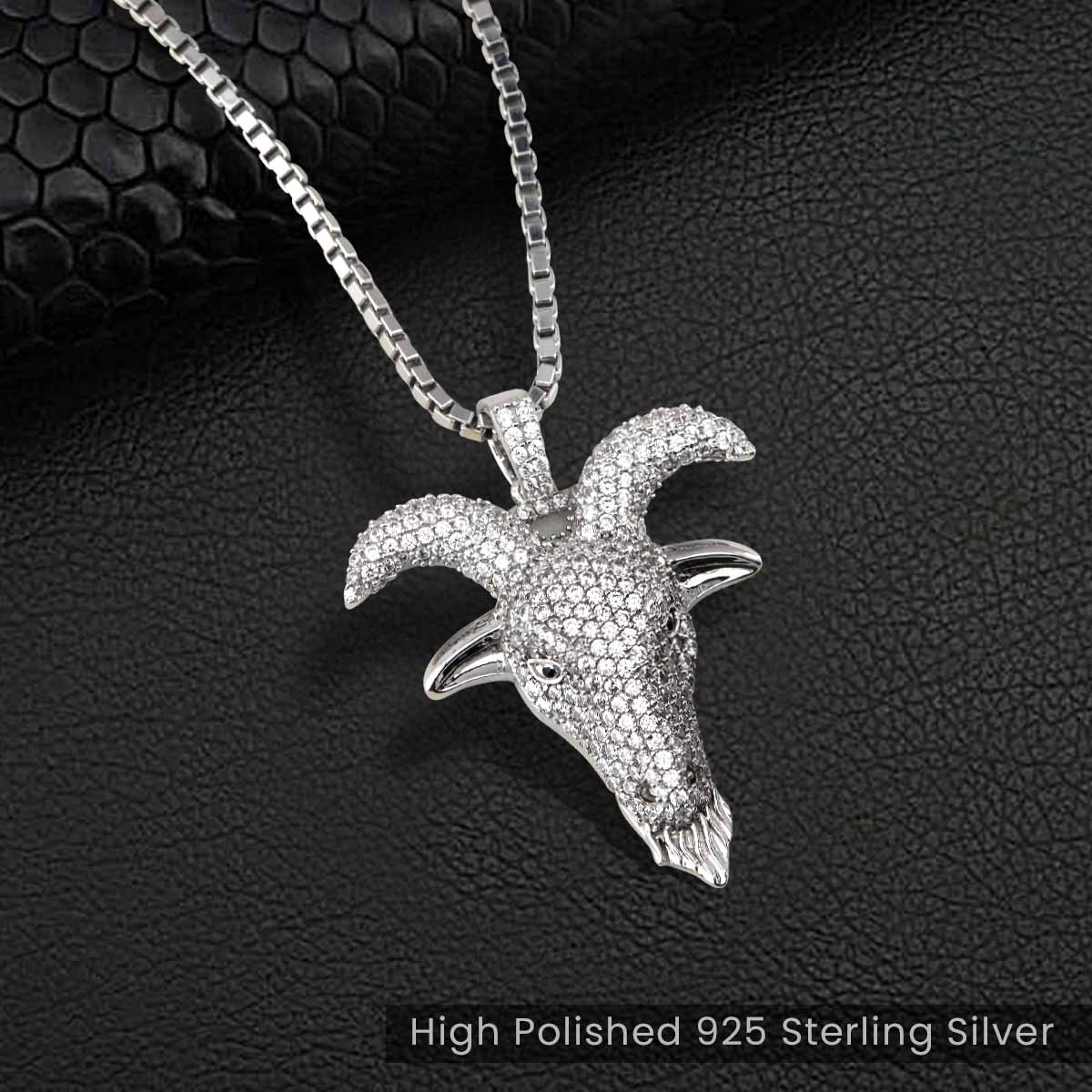 Iced Out Goat Pendant Necklace Capricorn Jewelry GOAT - Greatest Of All Time Hip Hop Jewelry