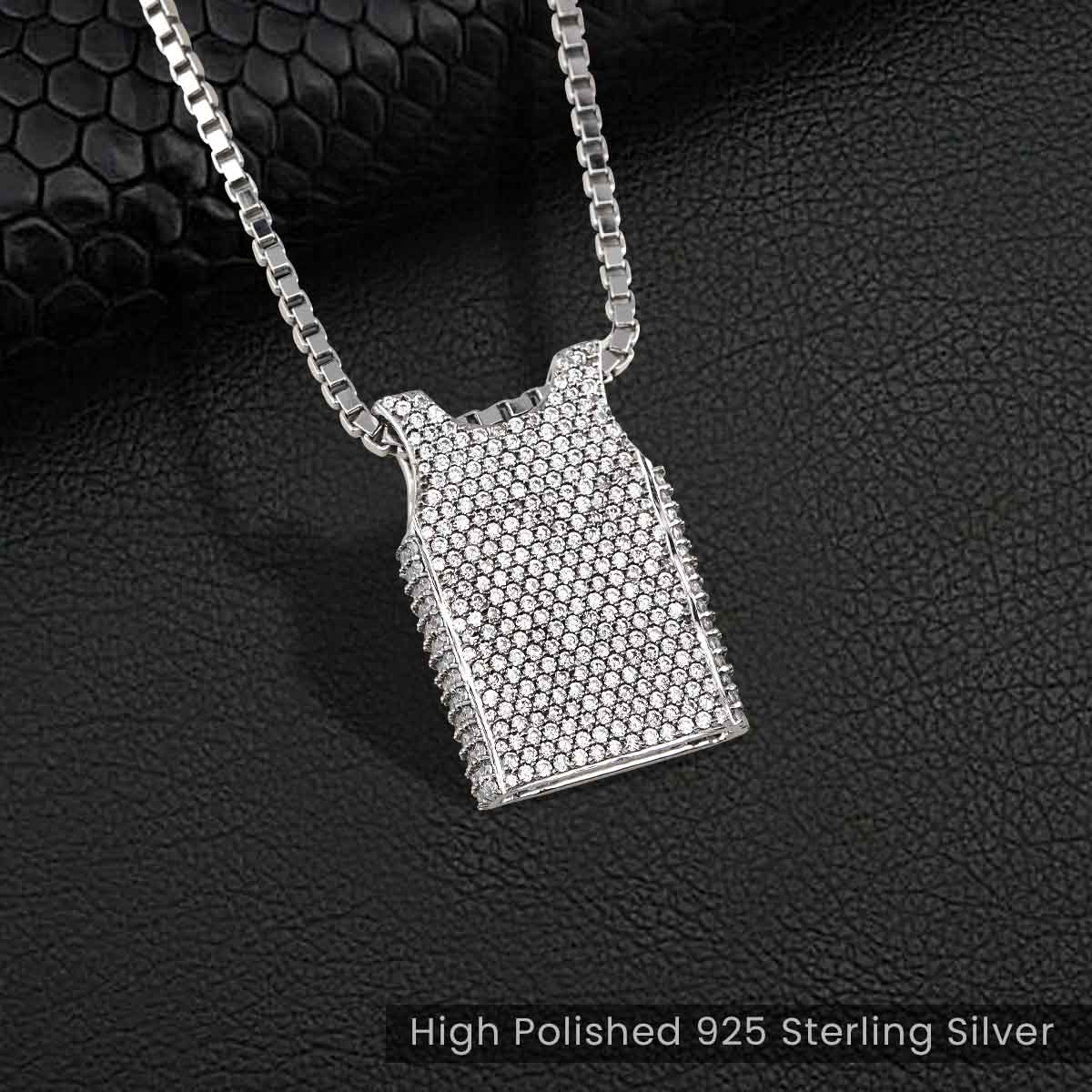 Basketball Jersey Pendant Necklace Iced Out Hip Hop Sports Jewelry Sterling Silver Diamond
