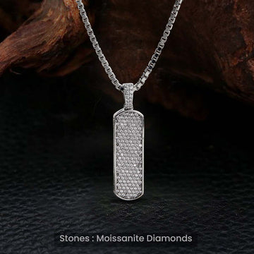 Iced Out Vertical Bar Pendant Necklace Hip Hop Jewelry Unisex Moissanite Diamond Sterling Silver