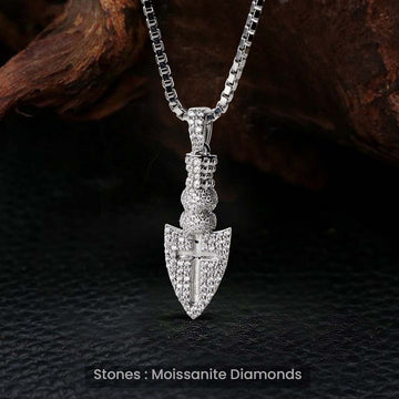 Spearhead Iced Out Pendant Necklace Odin Norse Viking Jewelry Sterling Silver