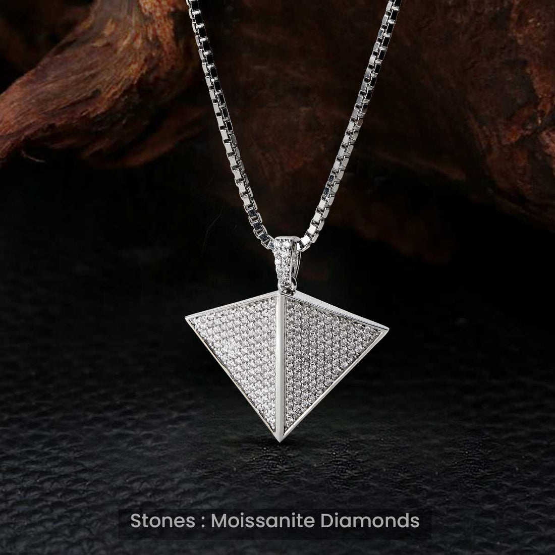 Triangular Iced Out Pendant Necklace Unisex Hip Hop Jewelry Moissanite Sterling Silver