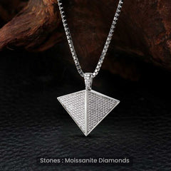 Moissanite Iced Out Triangular Pendant Necklace Hip Hop Jewelry