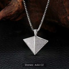 Iced Out Triangular Pendant Necklace Unisex Hip Hop Jewelry