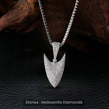 Moissanite Iced Out Spearhead Pendant Necklace Viking Jewelry Sterling Silver