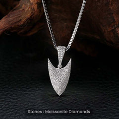 Moissanite Iced Out Spearhead Pendant Necklace Viking Jewelry