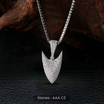 Norse Viking Odin's Spearhead Pendant Necklace CZ Diamond Iced Out Jewelry Sterling Silver