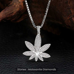420 Marijuana Necklace Moissanite Iced Out Cannabis Leaf Pendant Weed Day Jewelry