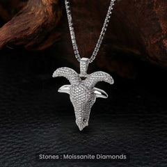 Moissanite Iced Out Goat Pendant Necklace GOAT - Greatest Of All Time Capricorn Jewelry