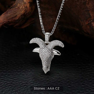 Iced Out Goat Pendant Necklace Capricorn Jewelry GOAT - Greatest Of All Time Hip Hop Jewelry