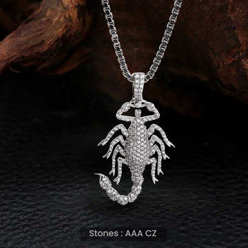 CZ Diamond Scorpion Necklace Iced Out Scorpion Pendant Sterling Silver Hip Hop Jewelry