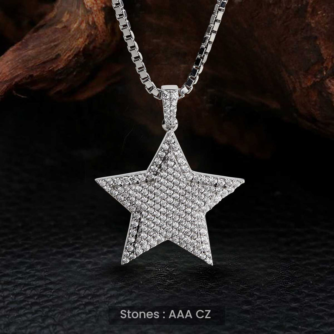 Iced Out Star Necklace Celestial Star Pendant Hip Hop Jewelry Diamond Sterling Silver