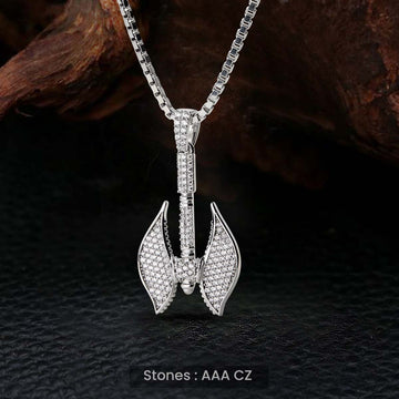 Double Axe Viking Necklace Sterling Silver Iced Out Axe Pendant Diamond