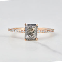 1CT Rutilated Quartz Engagement Ring Women Rose Gold Plated
