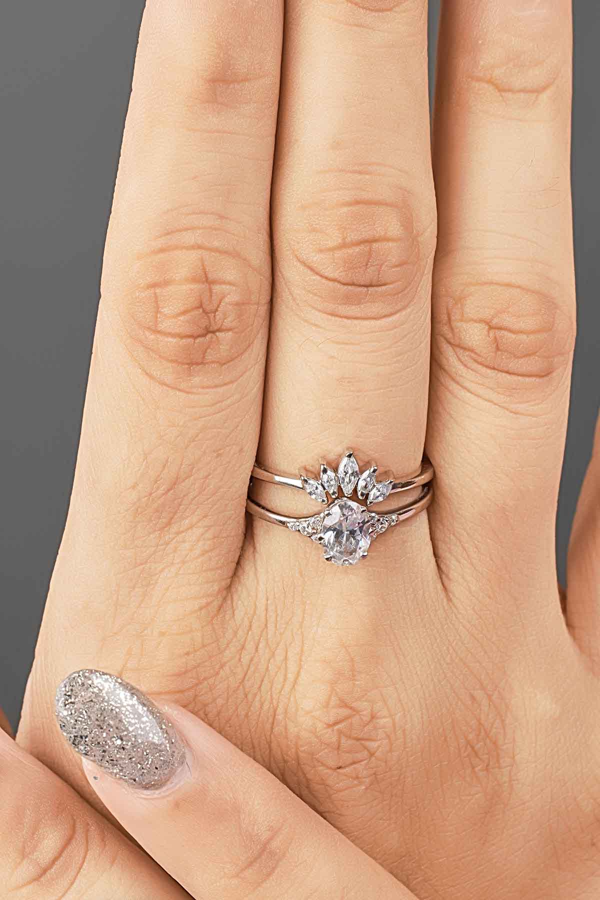 Tiara Wedding Band Marquise Cut AAA CZ Engagement Ring Enhancer